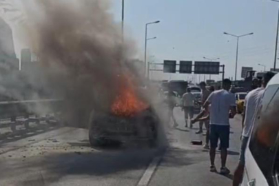 Bursa'da seyir halindeki araç alev alev yandı