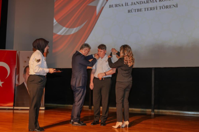 Bursa’da jandarma personeli için rütbe terfi töreni