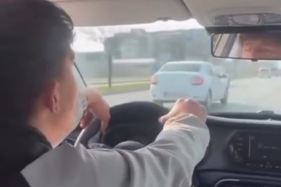 Bursa'da akılalmaz sürüş: Direksiyon tutmadan makas attı