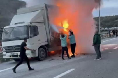 Kuzey Marmara Otoyolu’nda kamyon alev alev yandı
