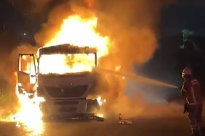 Kömür yüklü TIR küle döndü