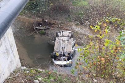 Bursa'da dereye uçan otomobilin sürücüsü yaralandı