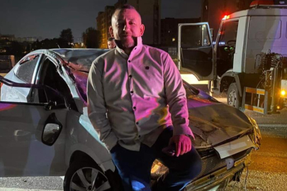 Bursa'da 'kazadan yara almadan kurtuldum' pozu