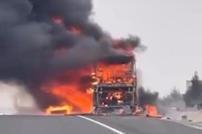 25 yolcu yanan otobüsten son anda kurtuldu