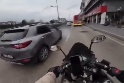 Bursa'da motosikletlinin ölümden döndüğü anlar