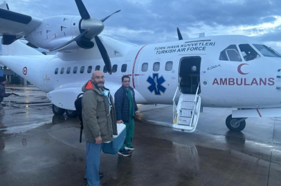 Kalp grefti askeri ambulans uçakla Ankara'ya ulaştırıldı