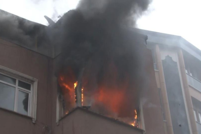 4 katlı binada korkunç yangın