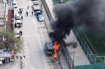 Park halindeki yabancı plakalı minibüs yandı