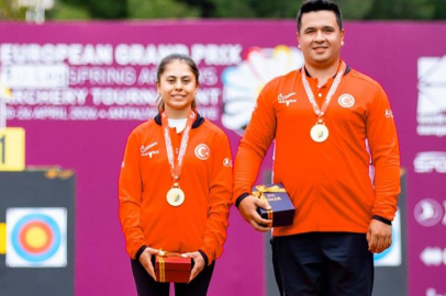 Milli okçular Hazal ve Emircan’dan altın madalya