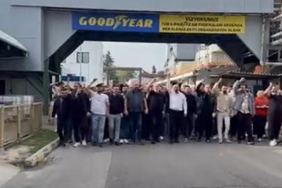 Goodyear fabrikasında vardiya sloganlarla değişti