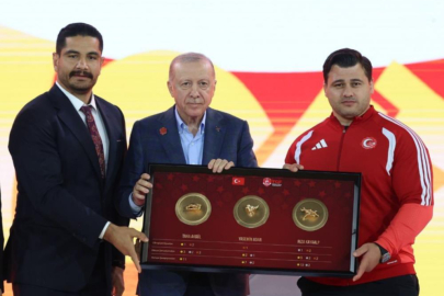 TGF'den Erdoğan'a, Türk güreşini simgeleyen tablo