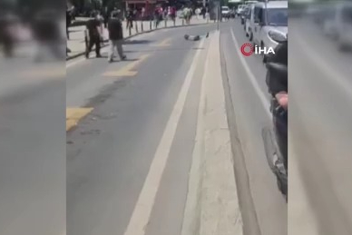 Otobüse çarpan skuter sürücüsü ağır yaralandı