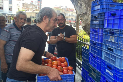 Alıcı bulamadığı 4 ton domatesi ücretsiz dağıttı