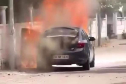 Seyir halindeki araç alev topuna döndü