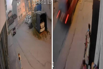 Bursa'da çocukların oynadığı sokağa drift atarak girdi