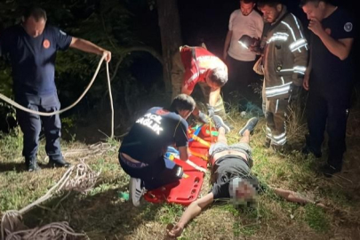 Bursa'da manevra yaparken uçurumdan düştü