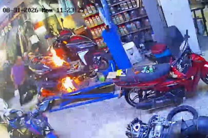 Motosiklet tamirhanesinde ilginç anlar