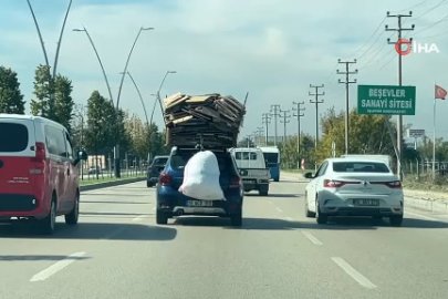 Bursa’da trafikte pes dedirten görüntü