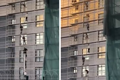 Bursa'da metrelerce yükseklikte canlarını hiçe saydılar