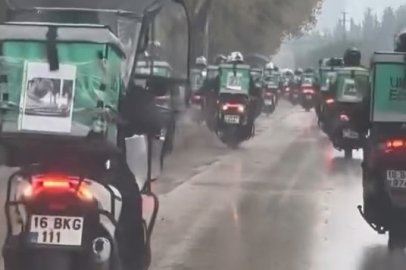 Bursa'da yüzlerce motokurye, vefat eden arkadaşları için konvoy yaptı