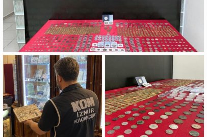 İş yerinde yüzlerce sikke ele geçirildi