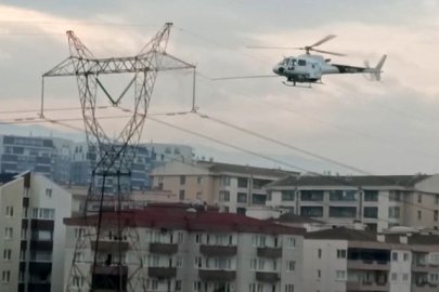 Bursa’da elektrik hatlarına helikopterli bakım