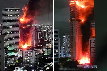 33 katlı bina alev alev yandı