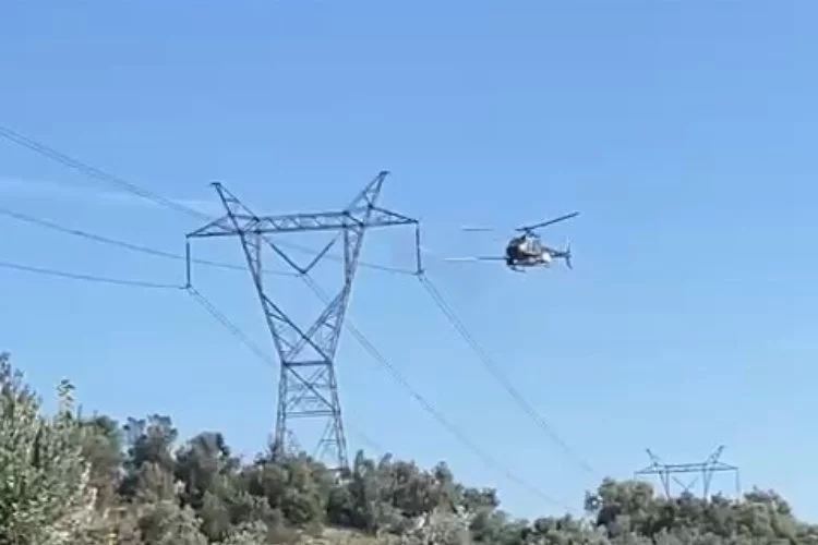 Bursa'nın yüksek gerilim hatlarında helikopterli temizlik
