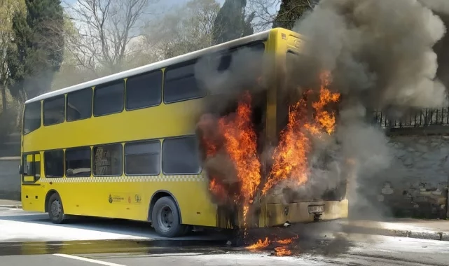 Çift katlı İETT otobüsünde yangın!