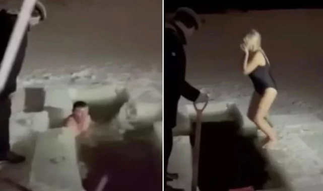 Epifani Bayramı'nda buz tutan nehre giren kadın kayboldu
