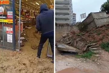 Mudanya’da dere taştı, dükkanlar çamurla doldu